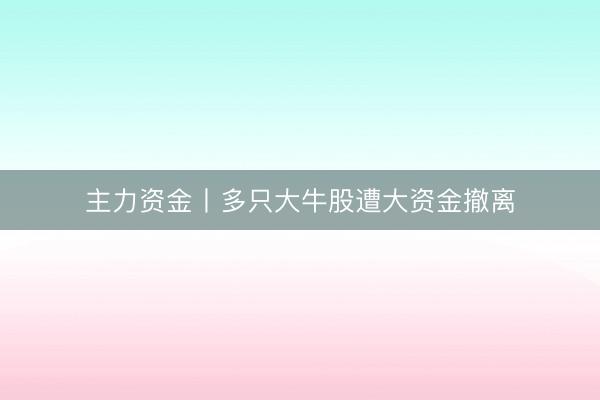 主力资金丨多只大牛股遭大资金撤离