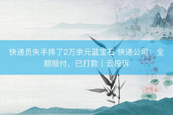 快递员失手摔了2万余元蓝宝石 快递公司：全额赔付，已打款｜云投诉