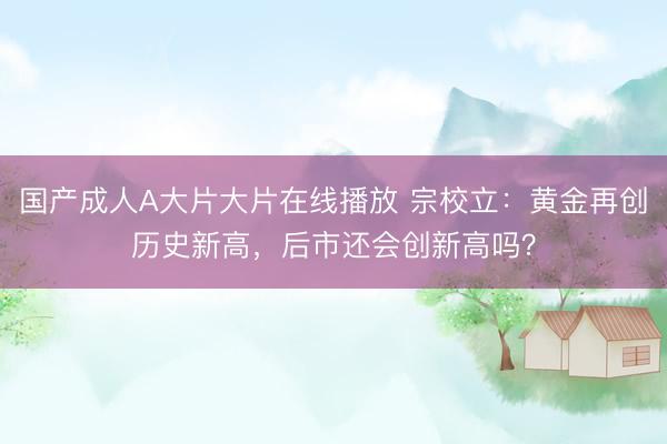 国产成人A大片大片在线播放 宗校立：黄金再创历史新高，后市还会创新高吗？