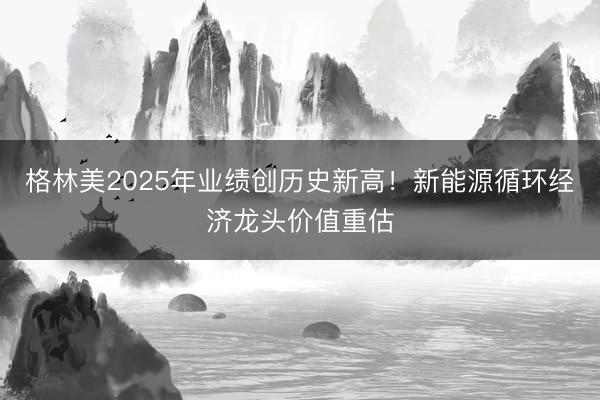 格林美2025年业绩创历史新高！新能源循环经济龙头价值重估