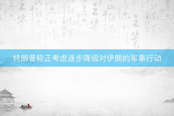 特朗普称正考虑逐步降级对伊朗的军事行动