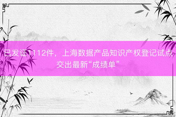 已发证1112件，上海数据产品知识产权登记试点交出最新“成绩单”