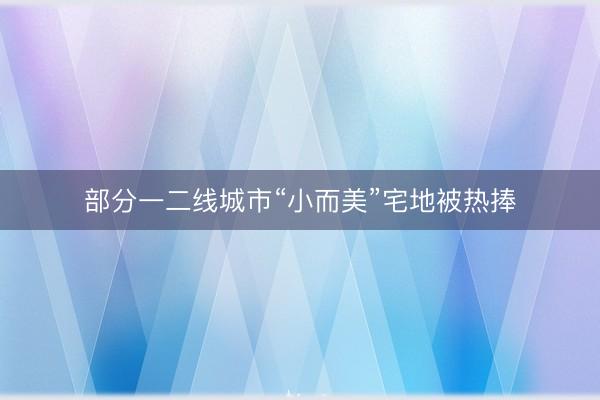 部分一二线城市“小而美”宅地被热捧