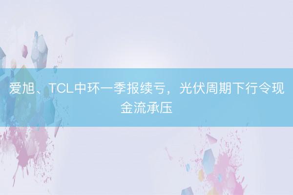 爱旭、TCL中环一季报续亏，光伏周期下行令现金流承压