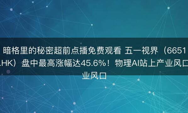 暗格里的秘密超前点播免费观看 五一视界（6651.HK）盘中最高涨幅达45.6%！物理AI站上产业风口