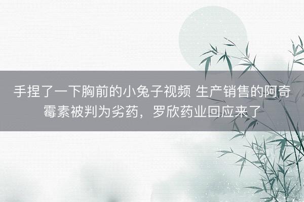手捏了一下胸前的小兔子视频 生产销售的阿奇霉素被判为劣药，罗欣药业回应来了