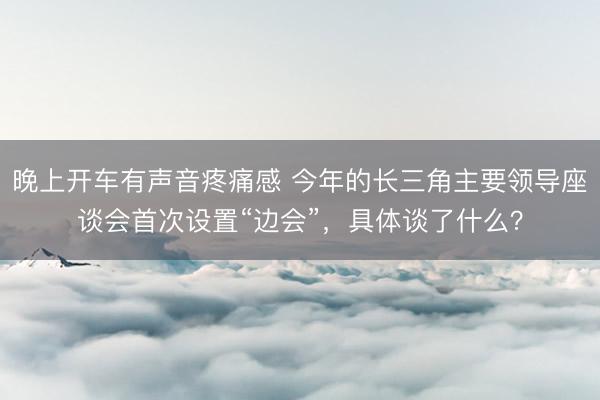 晚上开车有声音疼痛感 今年的长三角主要领导座谈会首次设置“边会”,具体谈了什么?