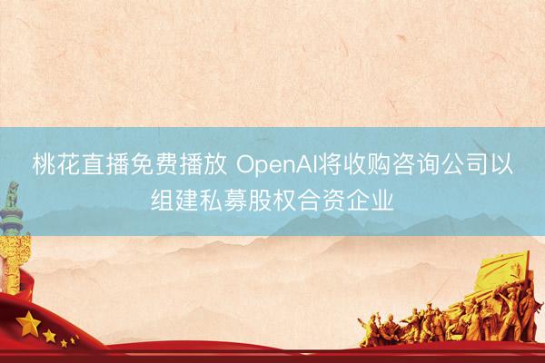 桃花直播免费播放 OpenAI将收购咨询公司以组建私募股权合资企业