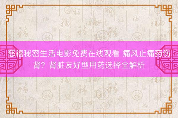慈禧秘密生活电影免费在线观看 痛风止痛药伤肾?肾脏友好型用药选择全解析