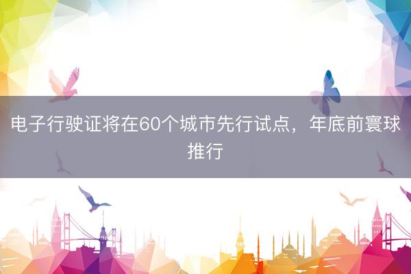 电子行驶证将在60个城市先行试点，年底前寰球推行