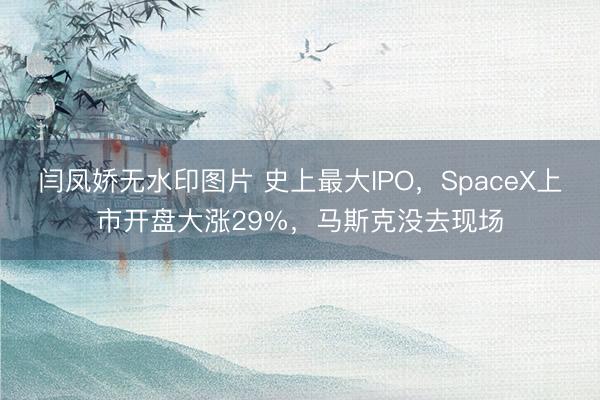 闫凤娇无水印图片 史上最大IPO，SpaceX上市开盘大涨29%，马斯克没去现场