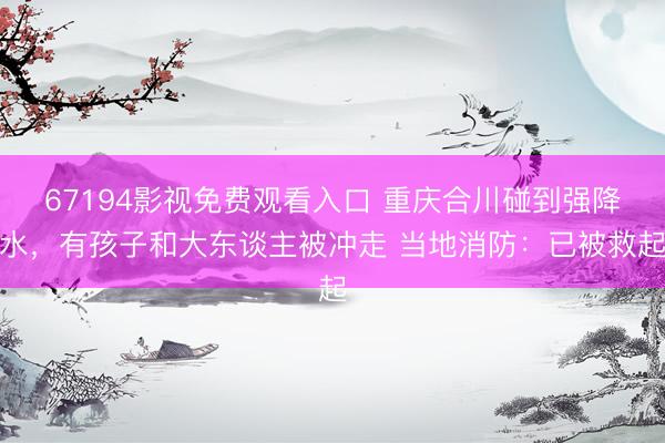 67194影视免费观看入口 重庆合川碰到强降水，有孩子和大东谈主被冲走 当地消防：已被救起