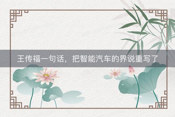 王传福一句话,把智能汽车的界说重写了