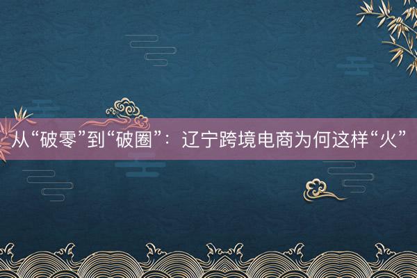 从“破零”到“破圈”：辽宁跨境电商为何这样“火”