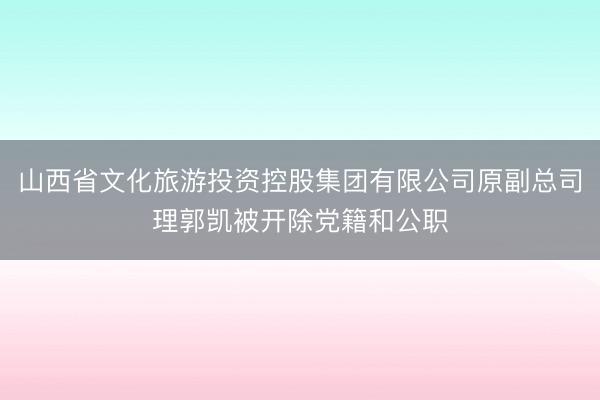 山西省文化旅游投资控股集团有限公司原副总司理郭凯被开除党籍和公职